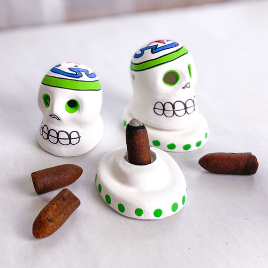 Skull with Hecate's Wheel incense burner