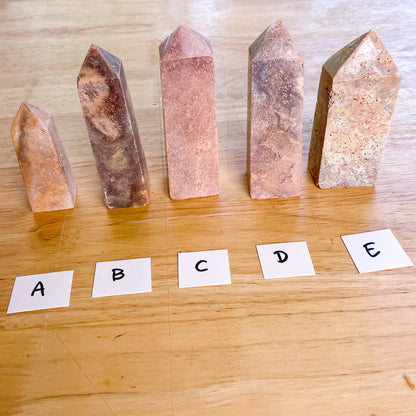 Calming Pink amethyst crystal obelisk tower