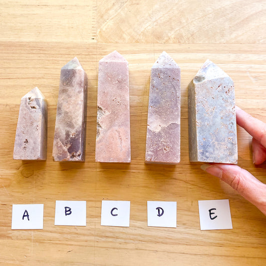 Calming Pink amethyst crystal obelisk tower