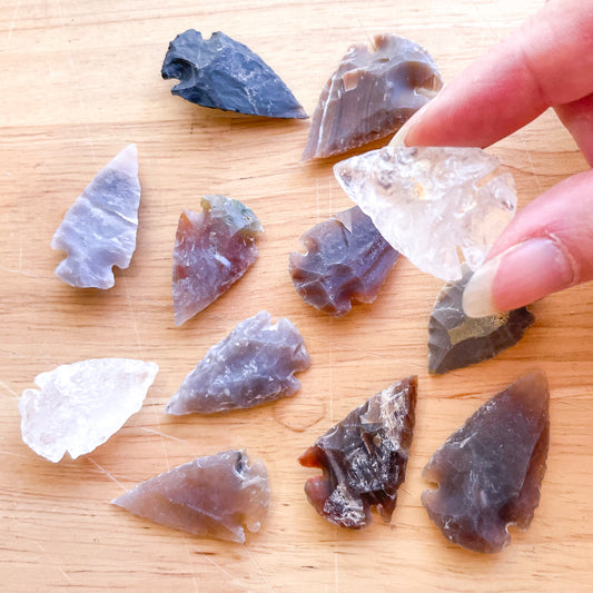 Witchy protection crystal arrow head raw carved stone