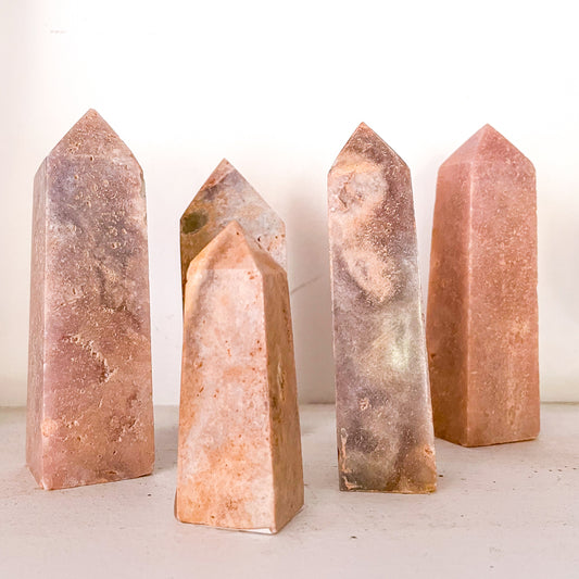 Calming Pink amethyst crystal obelisk tower