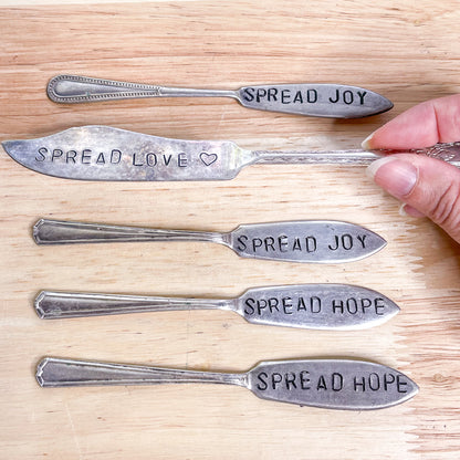 Custom made hand stamped vintage silver cutlery