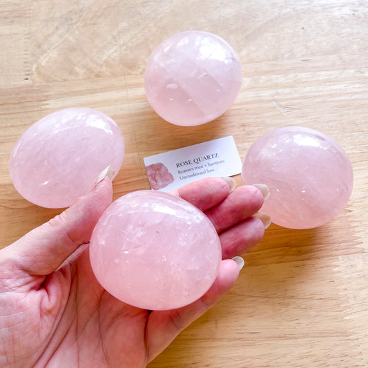 High quality Rose Quartz crystal polished XL palm stone