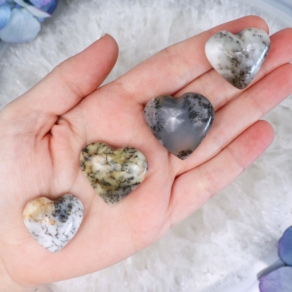 Dendritic opal crystal puffy heart