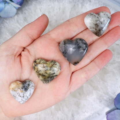 Dendritic opal crystal puffy heart