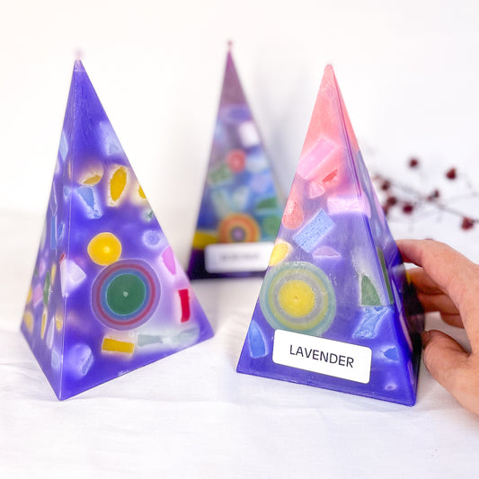 Hand made non toxic colourful pyramid lantern candle