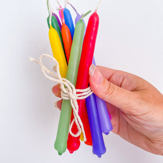 Hand made non toxic chakra colour spell taper candles