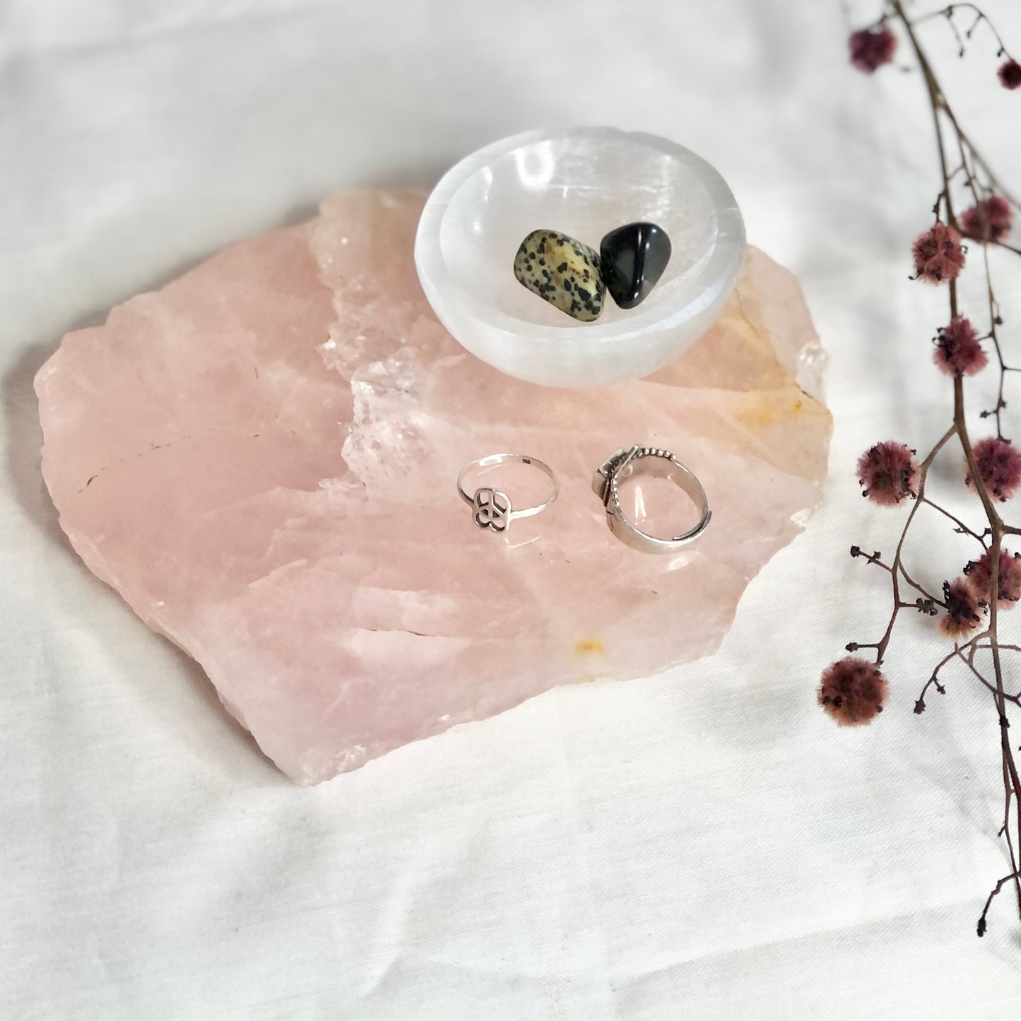 Rose Quartz crystal polished slab / tray