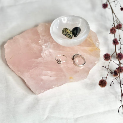Rose Quartz crystal polished slab / tray