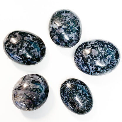 Mystic merlinite crystal palm stone