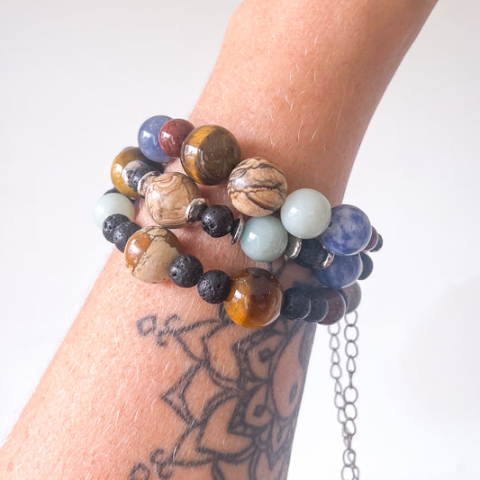 Crystal spheres zodiac bracelet / solar system planet bead bracelet