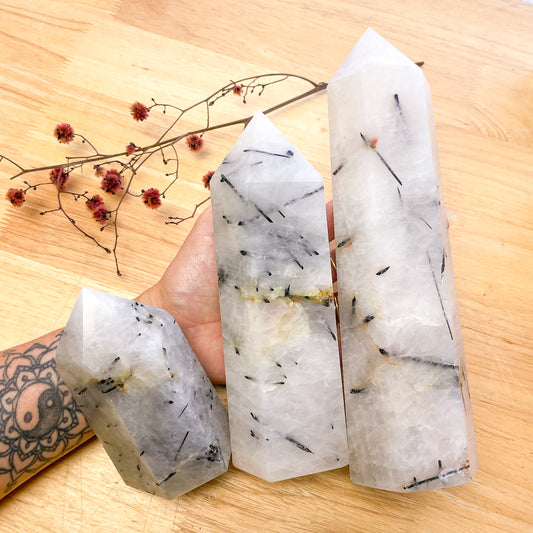 Yin Yang Tourmaline in quartz / Tourmalinated crystal tower generator XL
