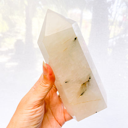Yin Yang Tourmaline in quartz / Tourmalinated crystal tower generator XL