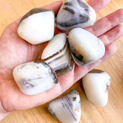 White Andean opal crystal large tumble