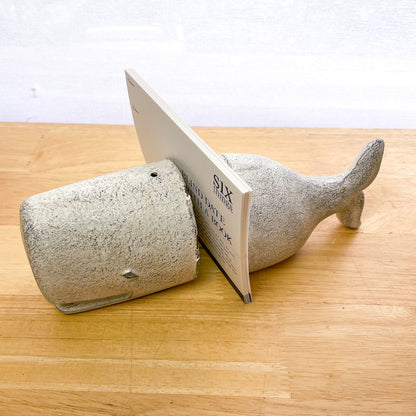 Vintage white whale cast iron bookends pair
