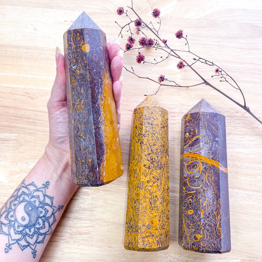 Miriam jasper calligraphy stone crystal tower pillar 750-900g 18cm XL