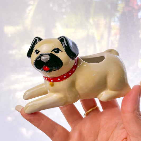 Puppy pug dog plant pot