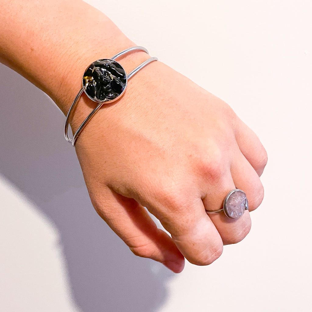Crystal silver ring - Rose quartz, Amethyst, Obsidian, Lapis, Citrine or Carnelian