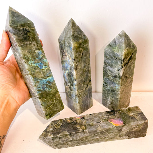 Labradorite crystal polished point generator tower XL