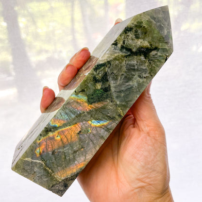 Labradorite crystal polished point generator tower XL