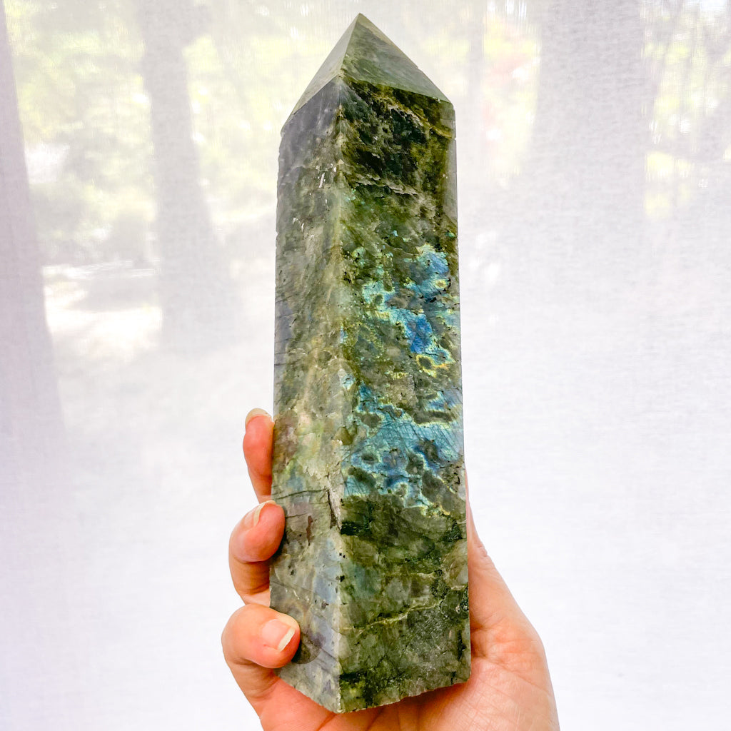 Labradorite crystal polished point generator tower XL