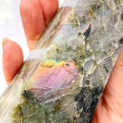 Labradorite crystal polished point generator tower XL
