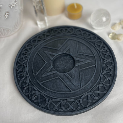 Celtic knot pentagram wiccan altar grid plate