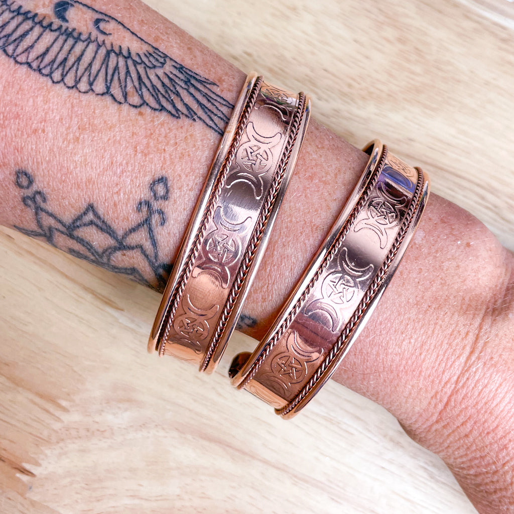 Triple moon witches copper cuff bracelet