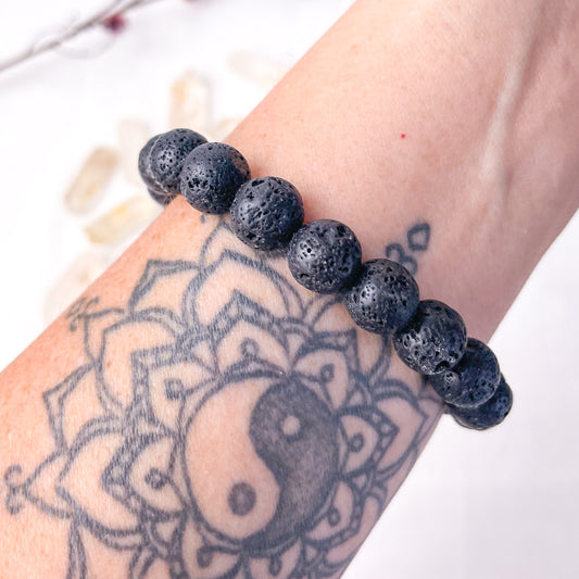 Lava stone crystal bead bracelet