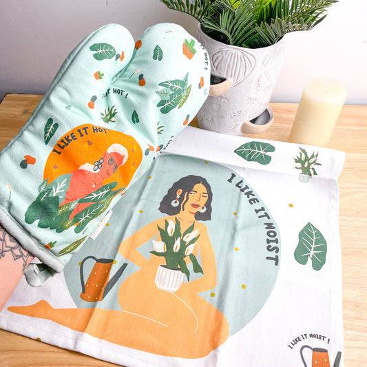Naughty crazy plant lady kitchen linen - I like it hot n moist ;)