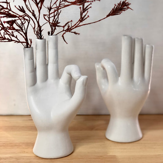 Okay hand ceramic vase statue