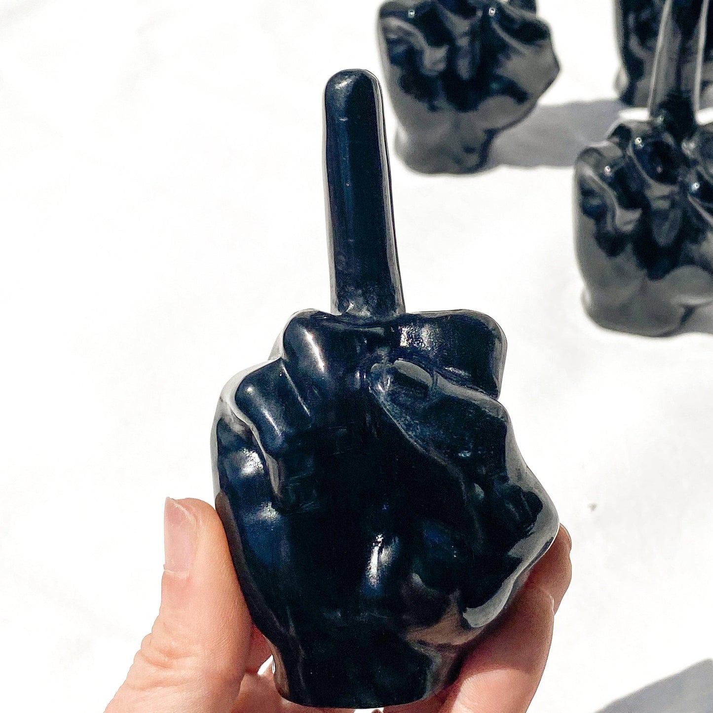 F OFF Crystal / rude finger obsidian crystal to help you chill the fuck out