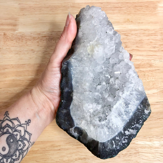 Snow clear quartz cluster XL