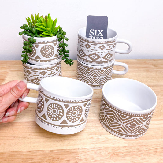 Handmade pottery pattern mug bowl / mini planter pot