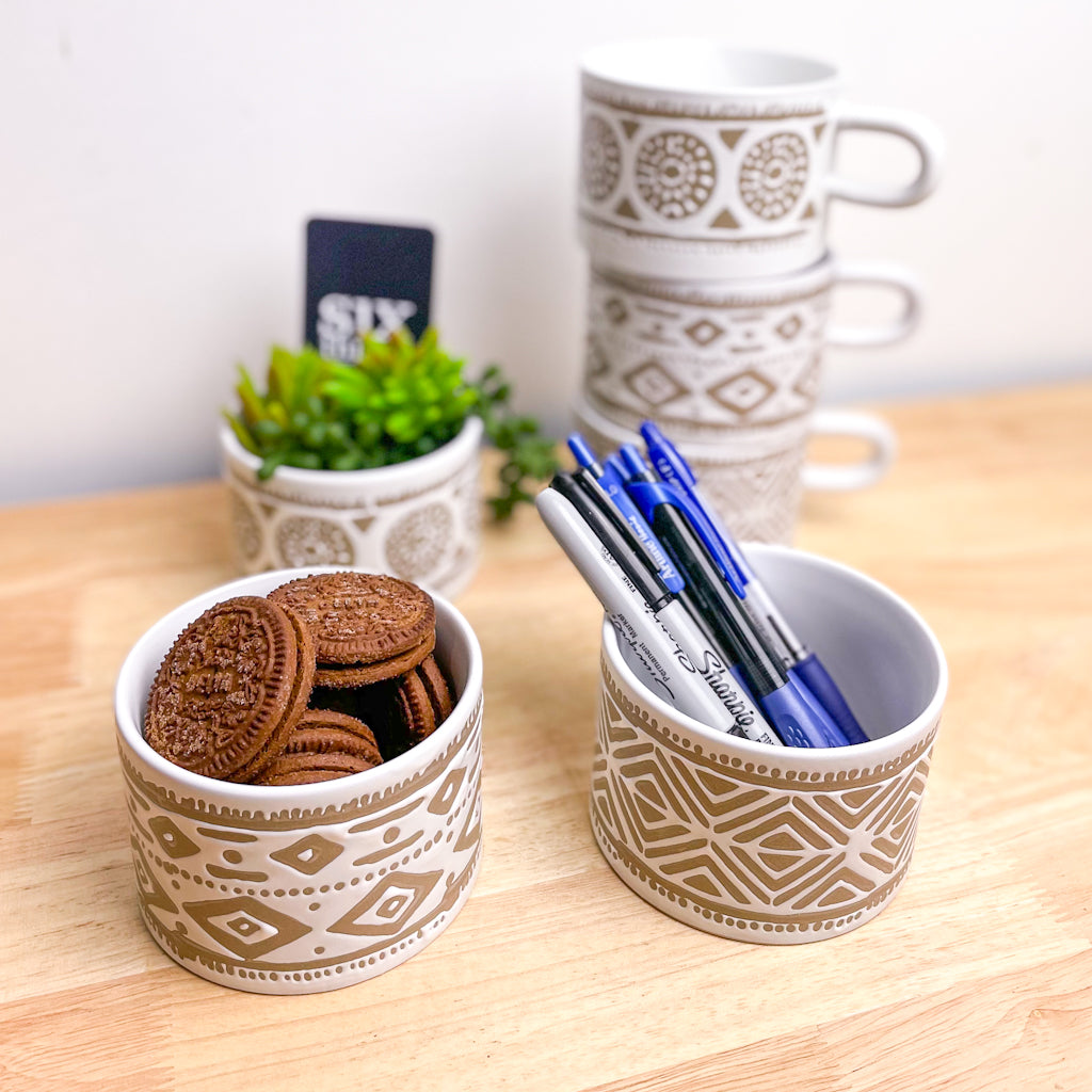 Handmade pottery pattern mug bowl / mini planter pot