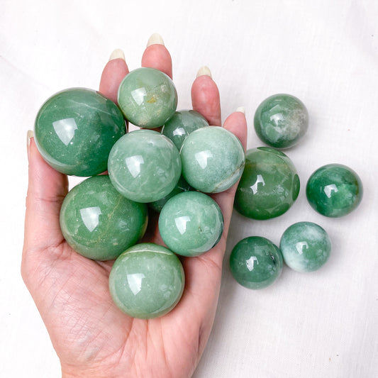 Green aventurine sphere crystal ball polished stone