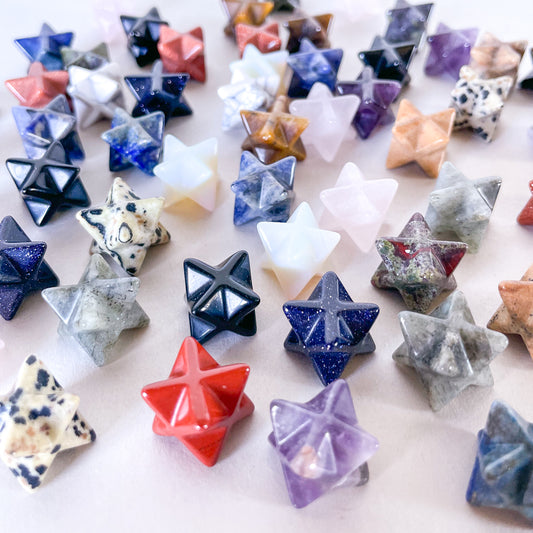 Hand carved crystal merkaba / merkabah star crystal  polished stone