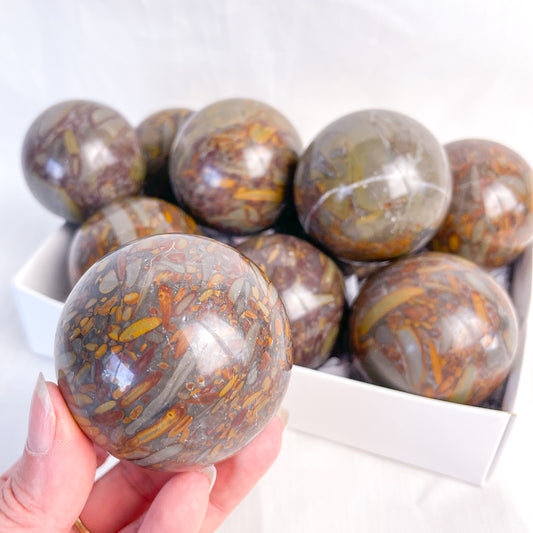 Bamboo jasper crystal sphere stone