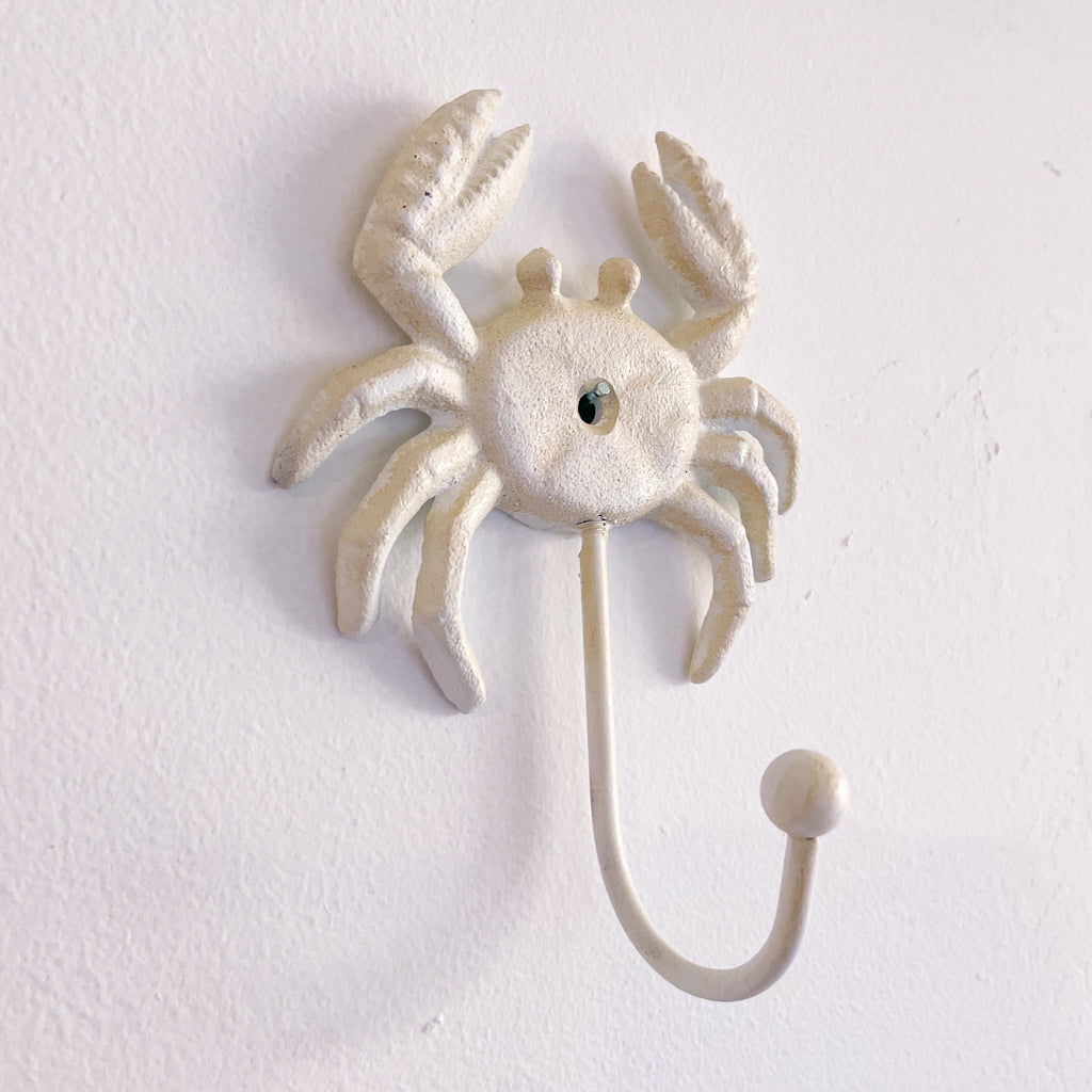 Sandy white Cast iron crab wall hook