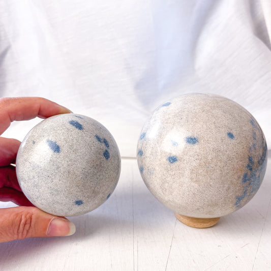 Blue apatite feldspar crystal sphere