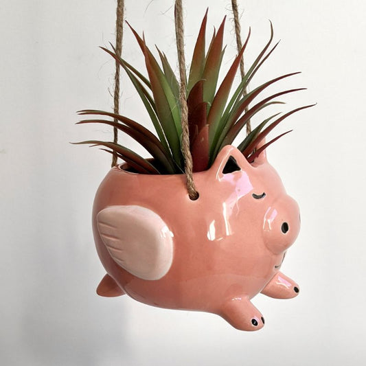 Pigs might fly hanging planter pot