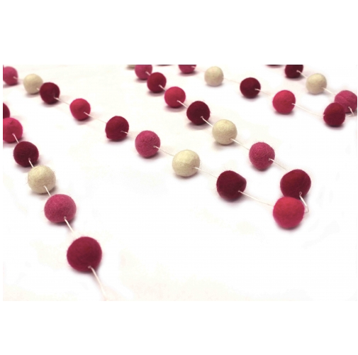 Felt ball decoration garland bunting - pink