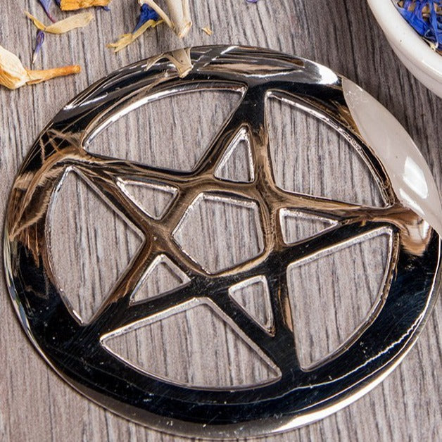 Silver witches pentagram hanging