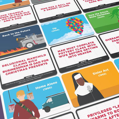 Cryptic movie trivia / pick the film card game