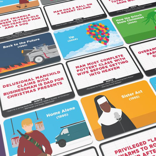 Cryptic movie trivia / pick the film card game
