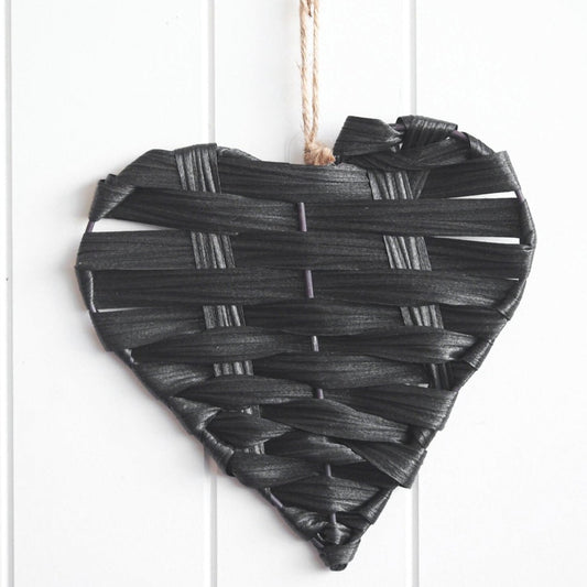 Black seagrass woven heart wall hanging