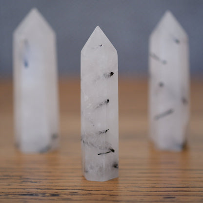 Yin Yang Tourmaline in quartz / Tourmalinated crystal point tower generator