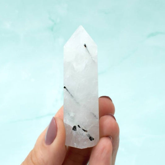 Yin Yang Tourmaline in quartz / Tourmalinated crystal point tower generator