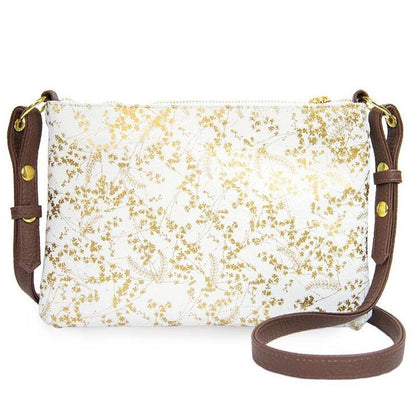 White gold floral strap handbag