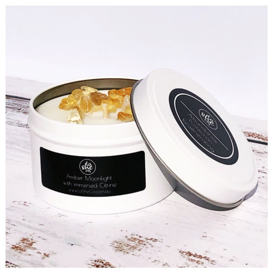 Citrine crystal infused - moon lovers soy candle